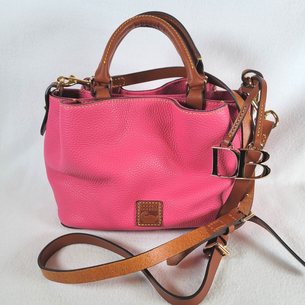 Dooney & Bourke Women Mini Barlow Pebble Leather Satchel Bag Pink Twee 80s Retro